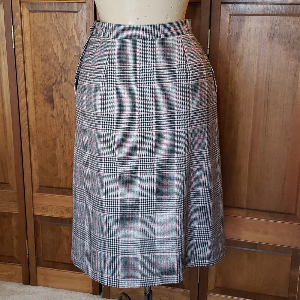 Country Suburban Vintage Wool Plaid Skirt Sz 8 - Picture 2 of 7